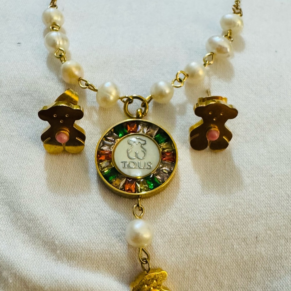 New Tous Gold stainless steel with pearls Necklace Elegant Jewelry - Picture 2 of 2